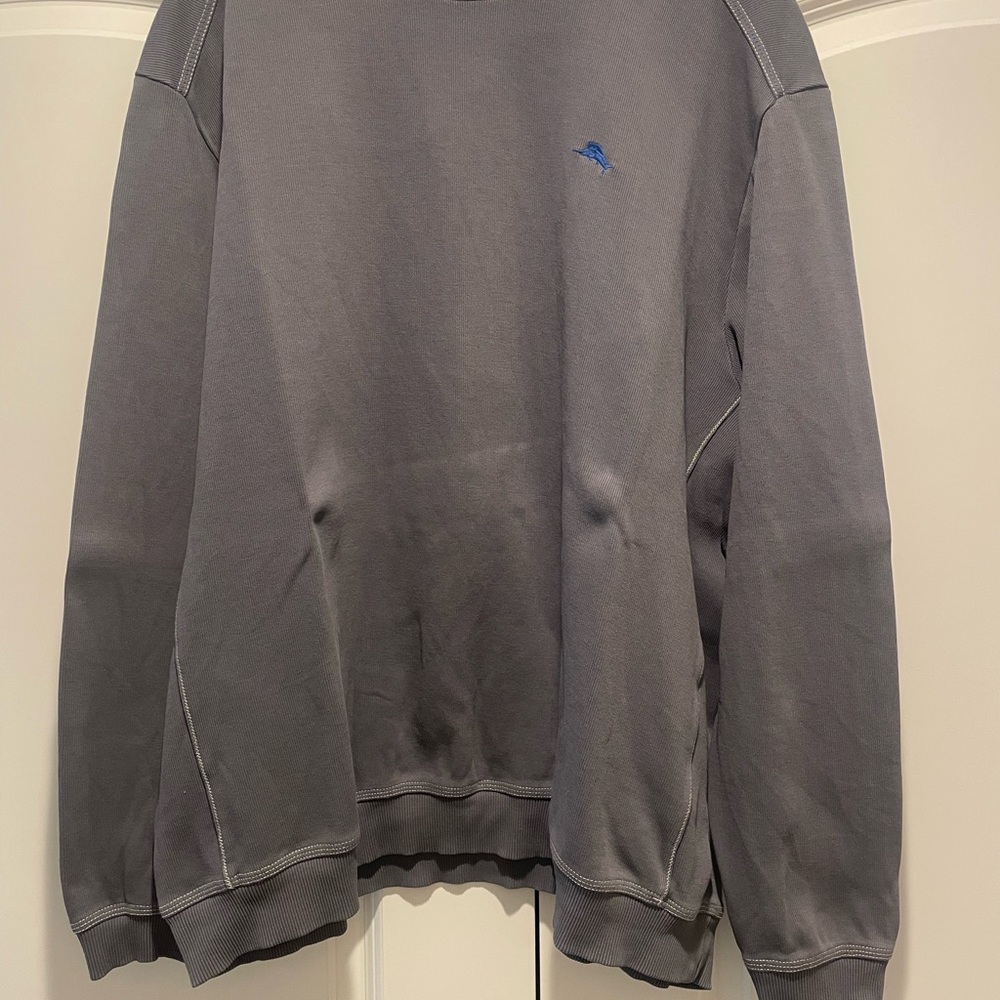 Tommy Bahama Gray Crewneck Sweater with Blue Logo